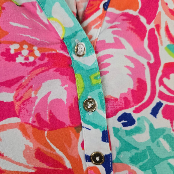 Caribbean Joe Multicolor Sleeveless Tropical Print V Neck Blouse Size Medium - Picture 5 of 7